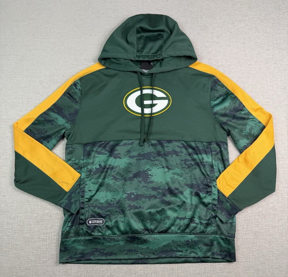 NFL Team Apparel Packers Hoodie Men’s Small Green Camo Combine Authentic